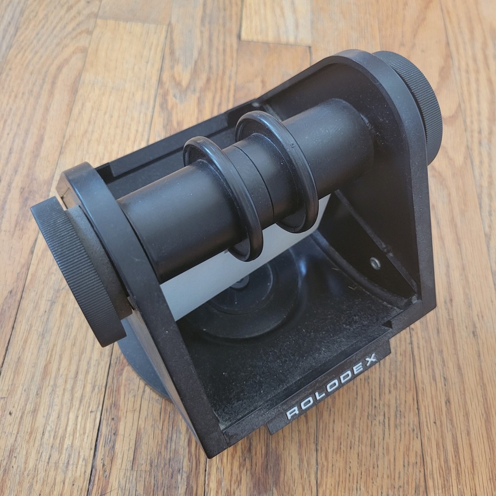Rolodex Rotary Contact File Black Woodgrain Swivel Base SV 24 Vintage Memorydex